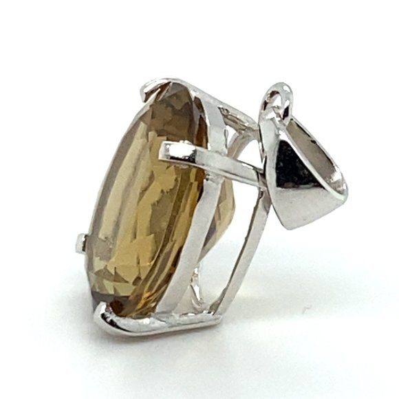 Smoky Quartz 11.34ct Rhodium Finish Solid 925 Sterling Silver Pendant - Picture 5 of 6